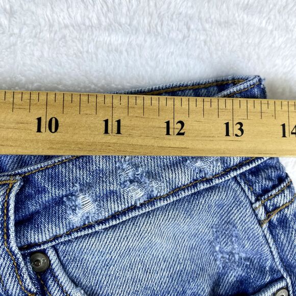 Kancan Denim Shorts Women Sz XS Cut-Off‎ Distressed Exposed Button Fly - Picture 7 of 13